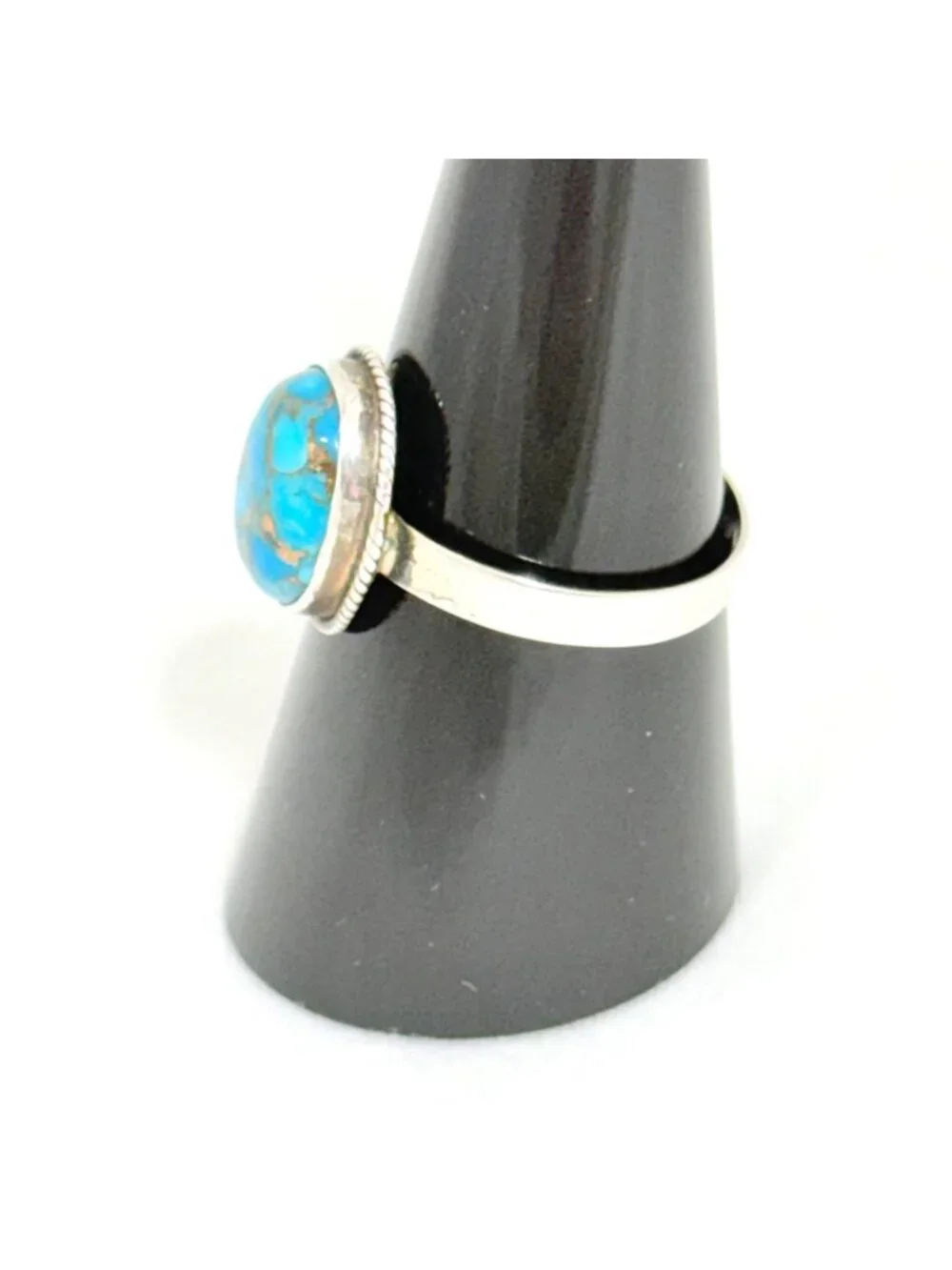 Sterling Silver Mojave Oval Blue Turquoise Ring Size 9  Kingman Mine Stamped 925
